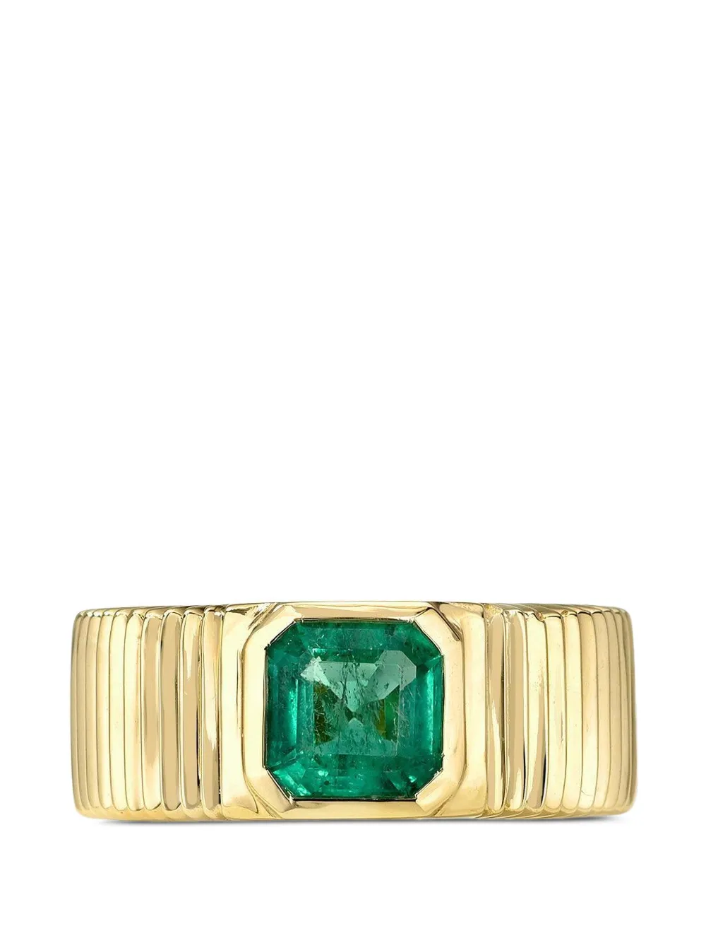 Retrouvaí pleated-effect emerald solitaire ring - Oro