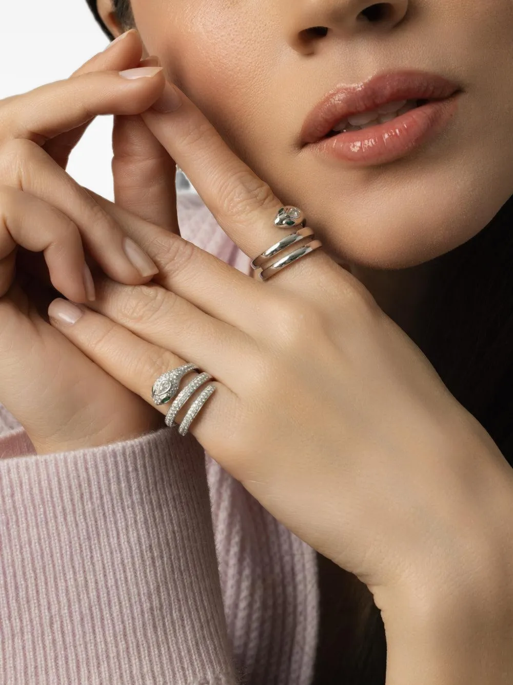 Anita Ko diamond and tsavorite snake ring - Silber