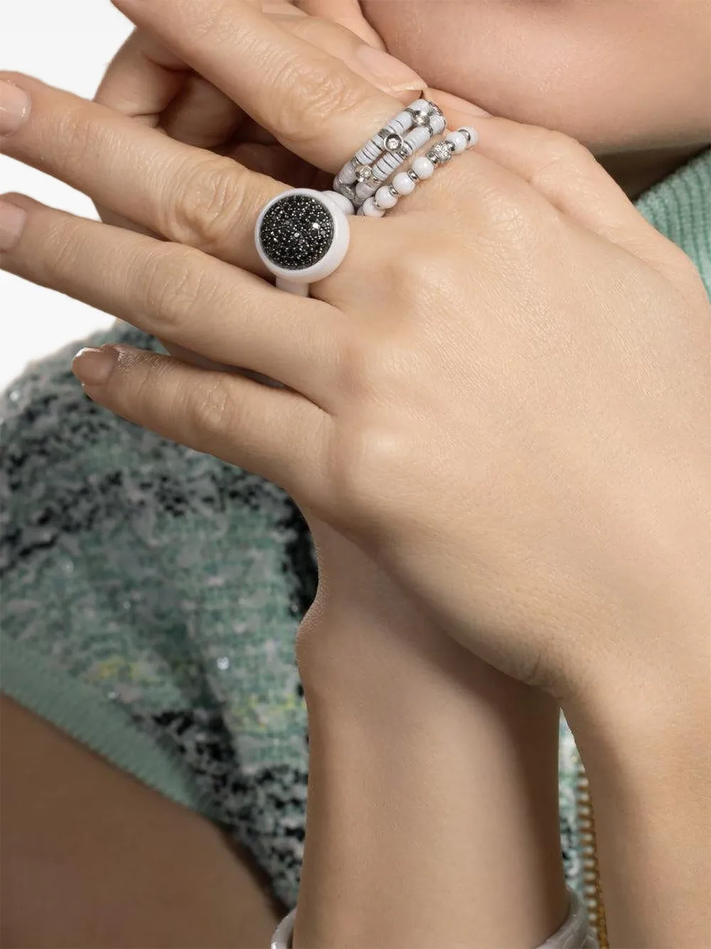 Roberto Demeglio logo-detail diamond ring - Silber