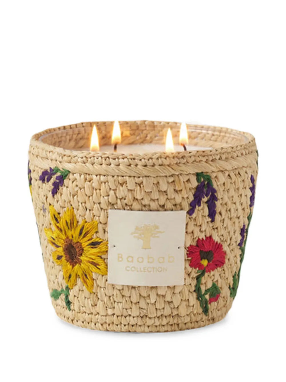 Baobab Collection Vony Ahitra floral-embroidered scented candle (10cm) - Nude