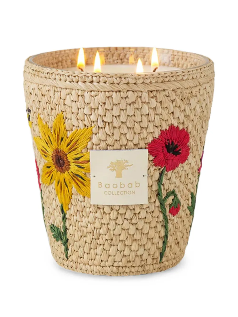 Baobab Collection Vony Ahitra floral-embroidered candle (16cm) - Nude