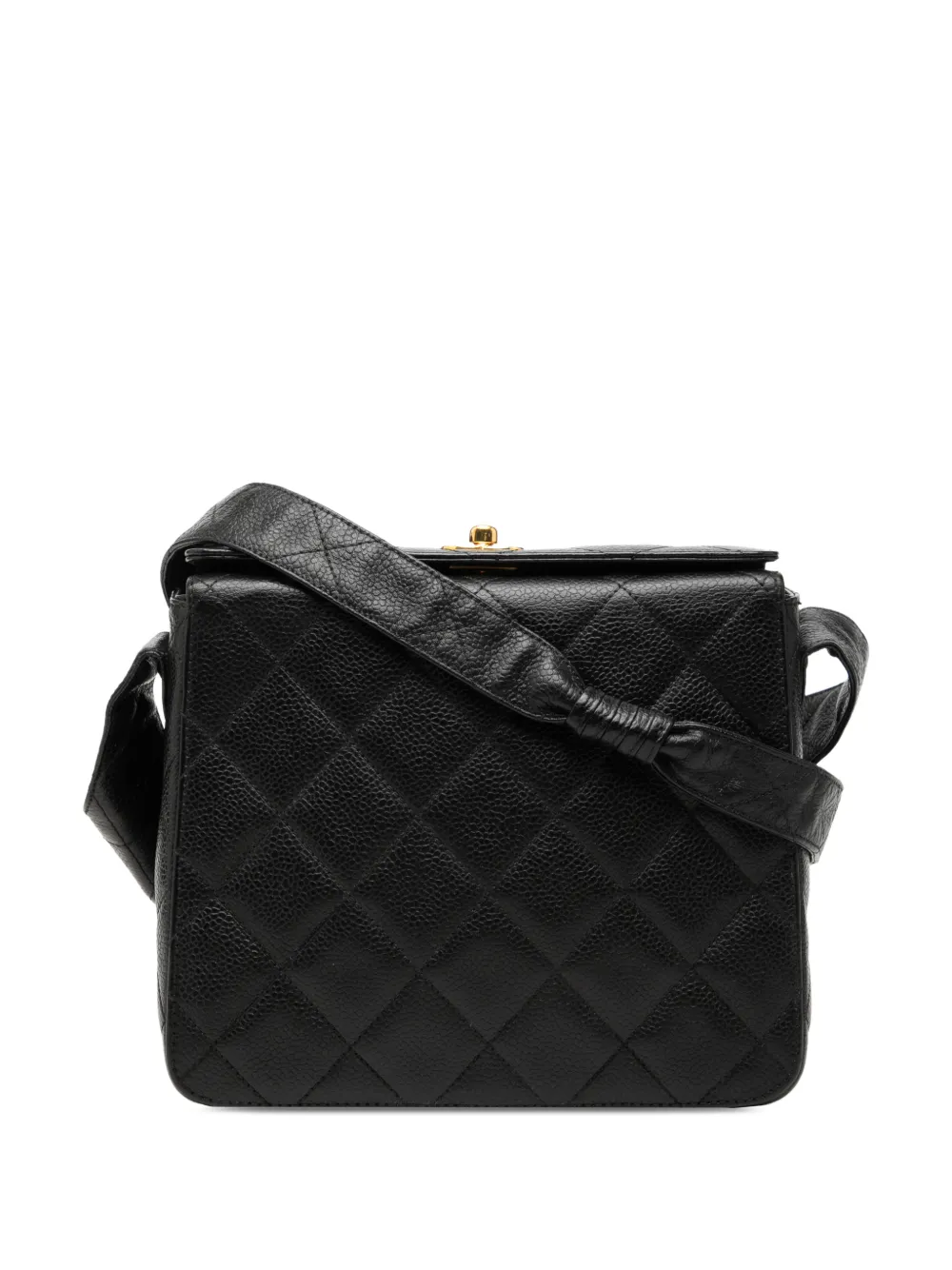 CHANEL Pre-Owned 1996-1997 CC Quilted Caviar Carved Buckle Box Bag crossbody bag - Black