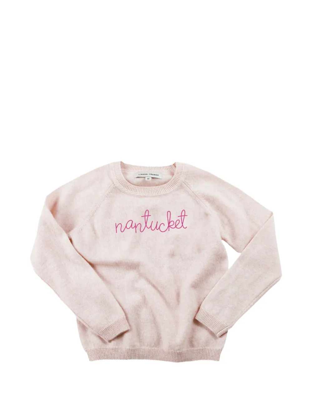 Lingua Franca embroidered crew-neck sweater - Rosa