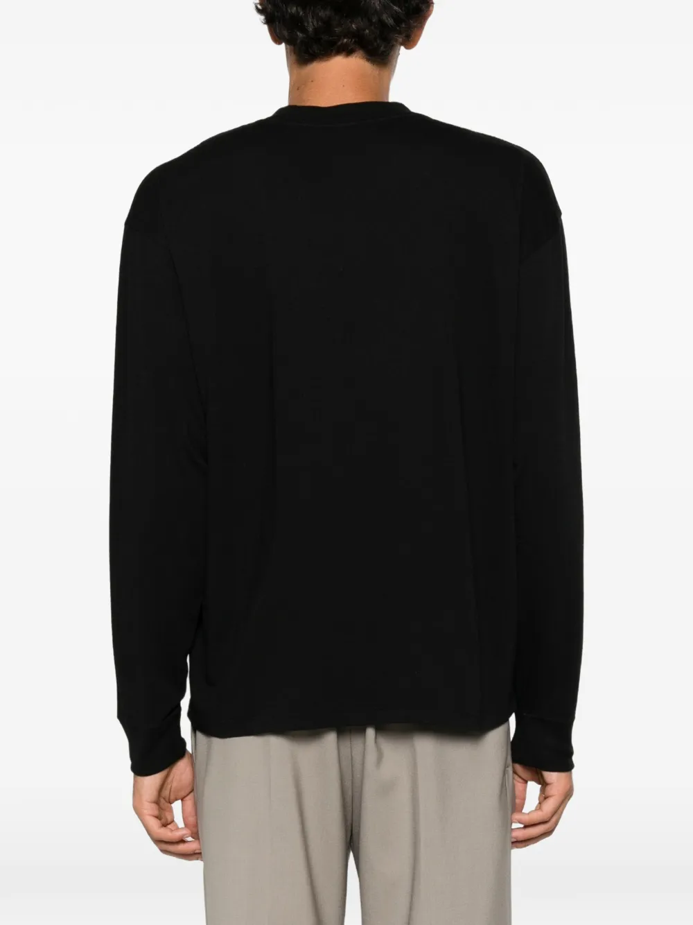 Saint Laurent Trui met geborduurd logo en ronde hals Zwart