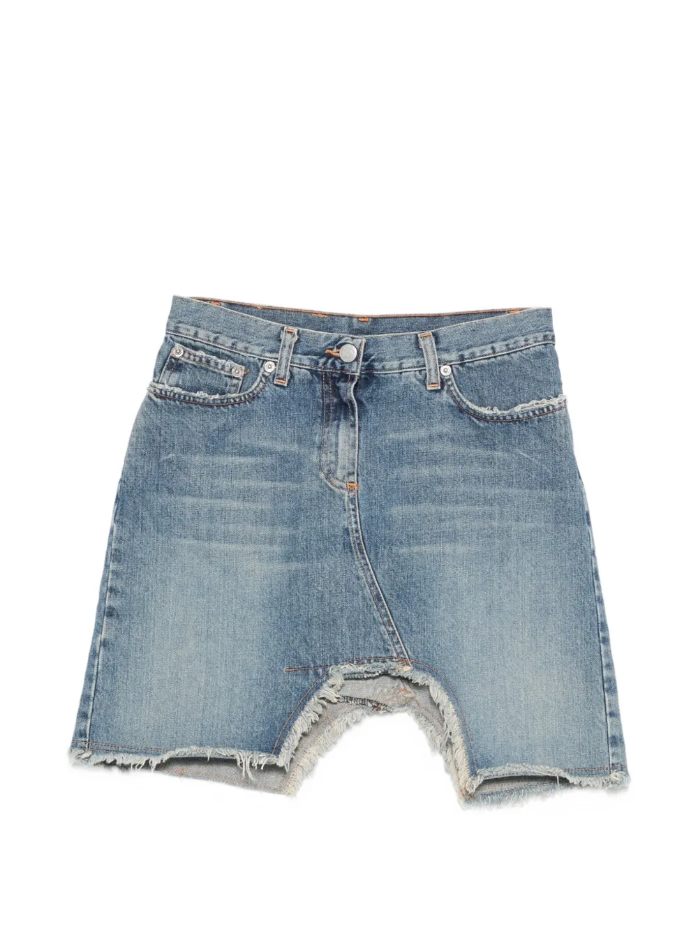 John Richmond Vintage 2000s distressed-hem miniskirt - Blu