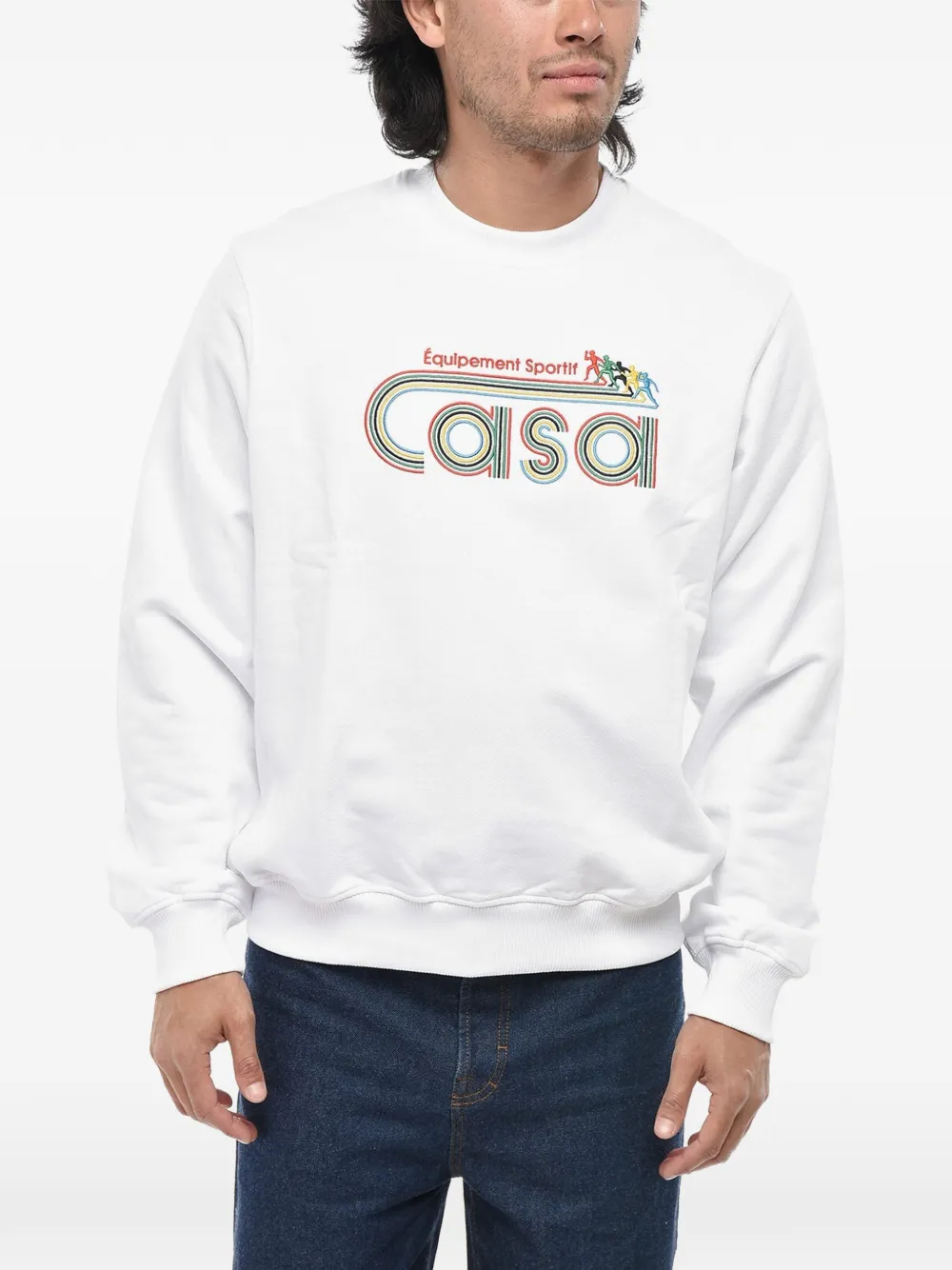 Casablanca garment-dyed cotton crewneck sweatshirt Equipement Sportif - Weiß
