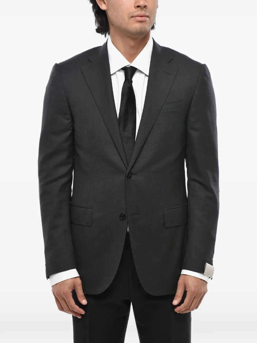 Marina Rinaldi single-breasted virgin wool blazer - Grau