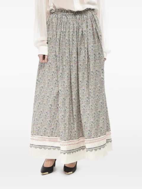 Pero floral-print ruffled maxi skirt