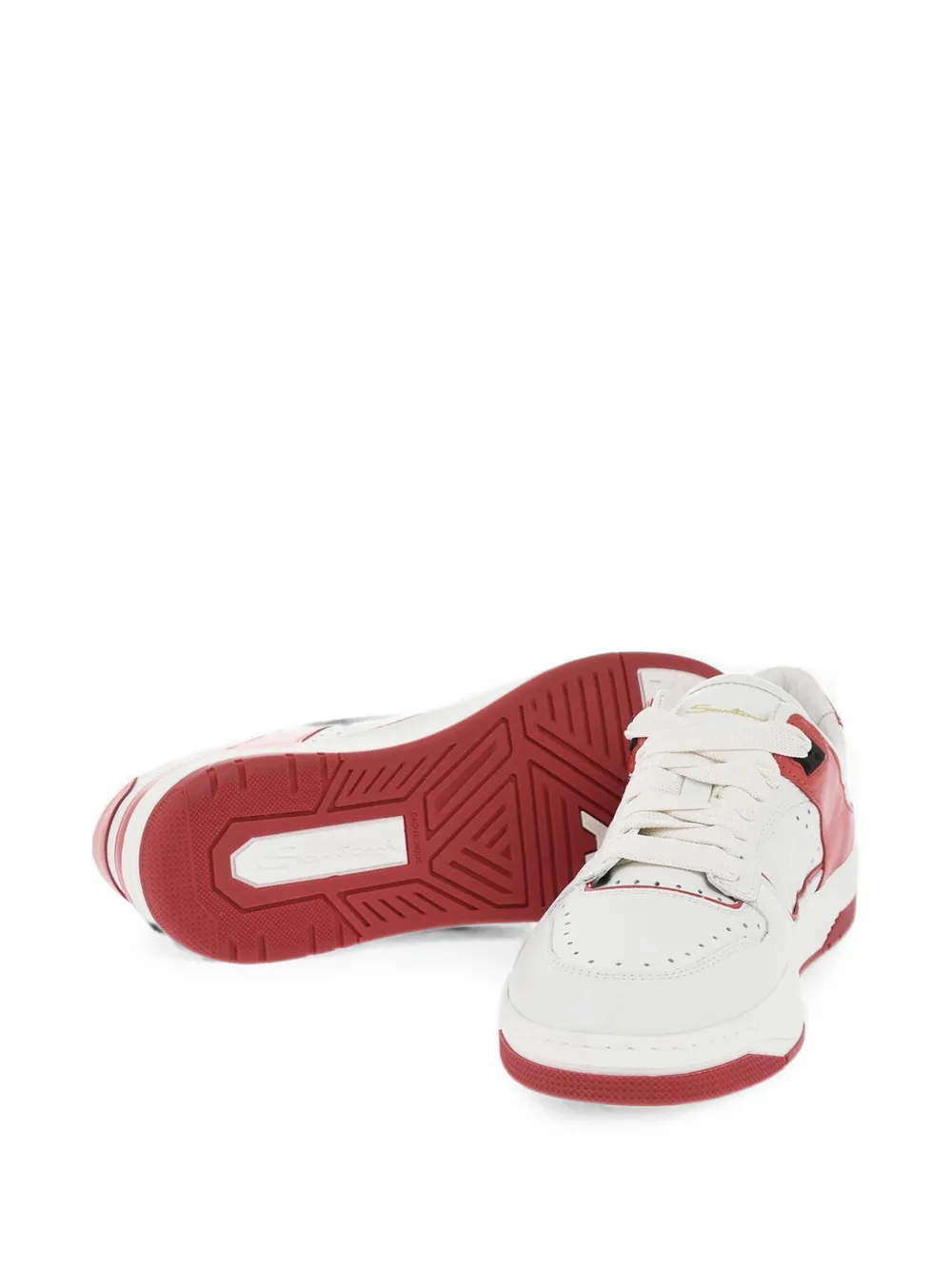 Santoni Air panelled leather sneakers Wit