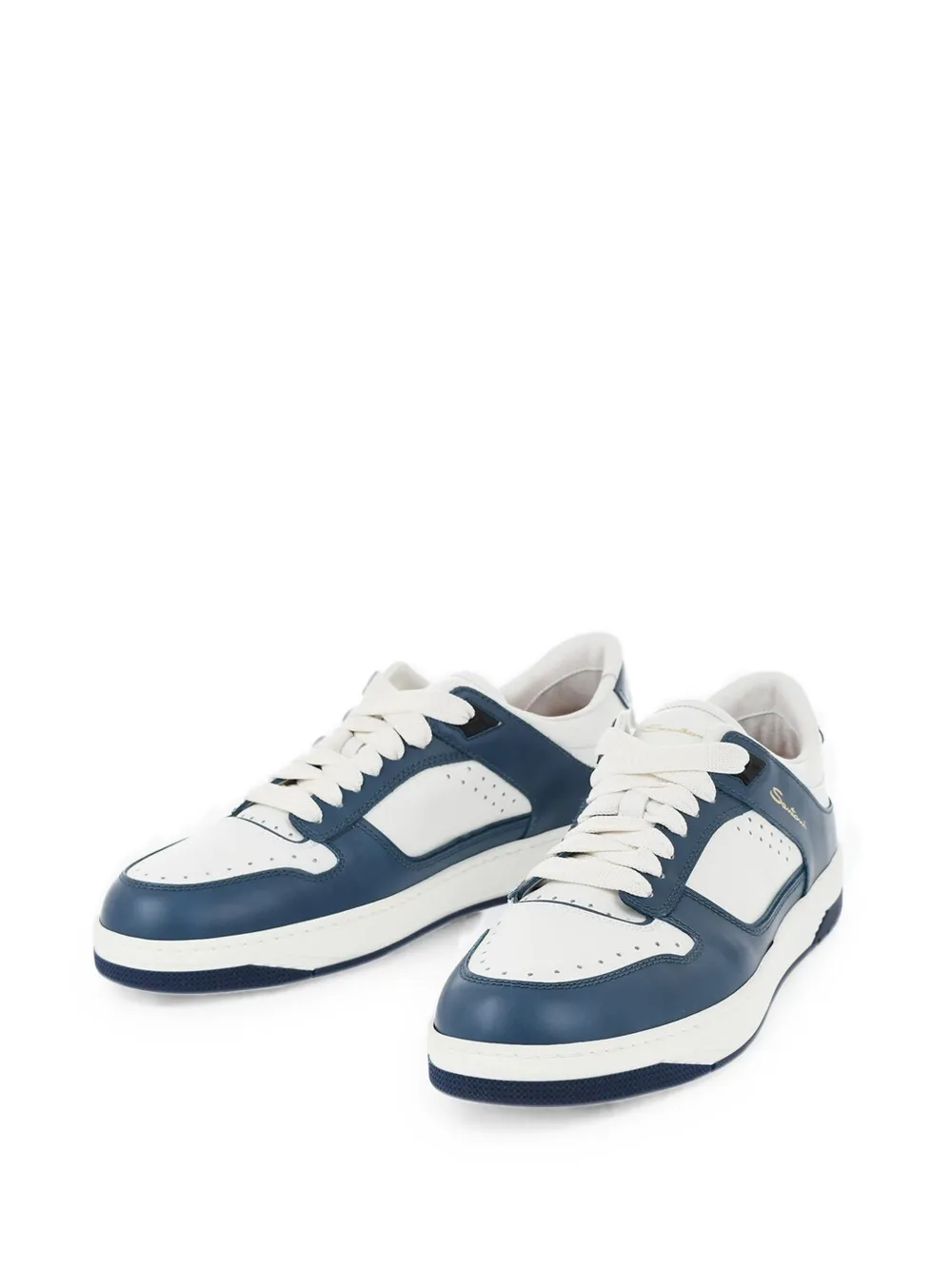 Santoni panelled leather sneakers Blauw