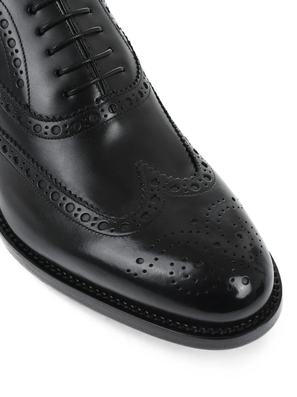 Santoni brogue-detail leather derby shoes Zwart