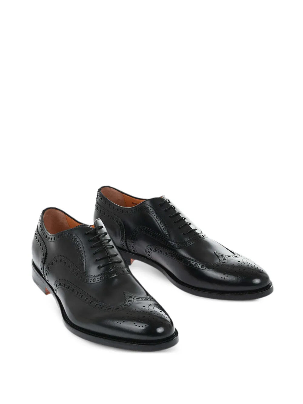Santoni brogue-detail leather derby shoes Zwart