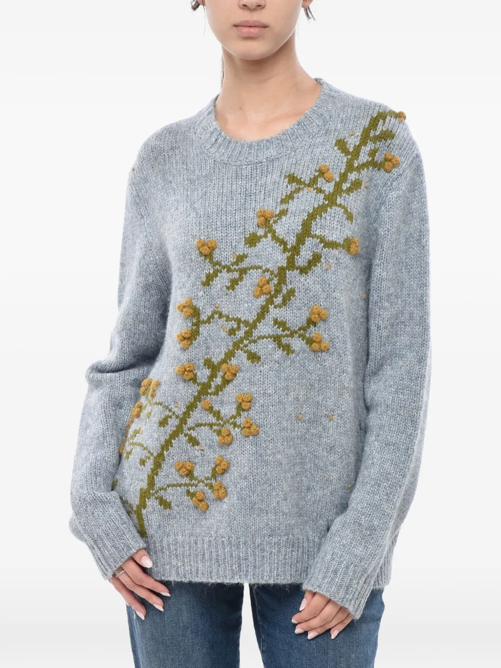 Baziszt embroidered crew-neck sweater - Blau