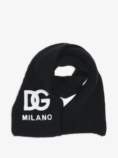 Dolce & Gabbana logo-embroidered ribbed-knit scarf