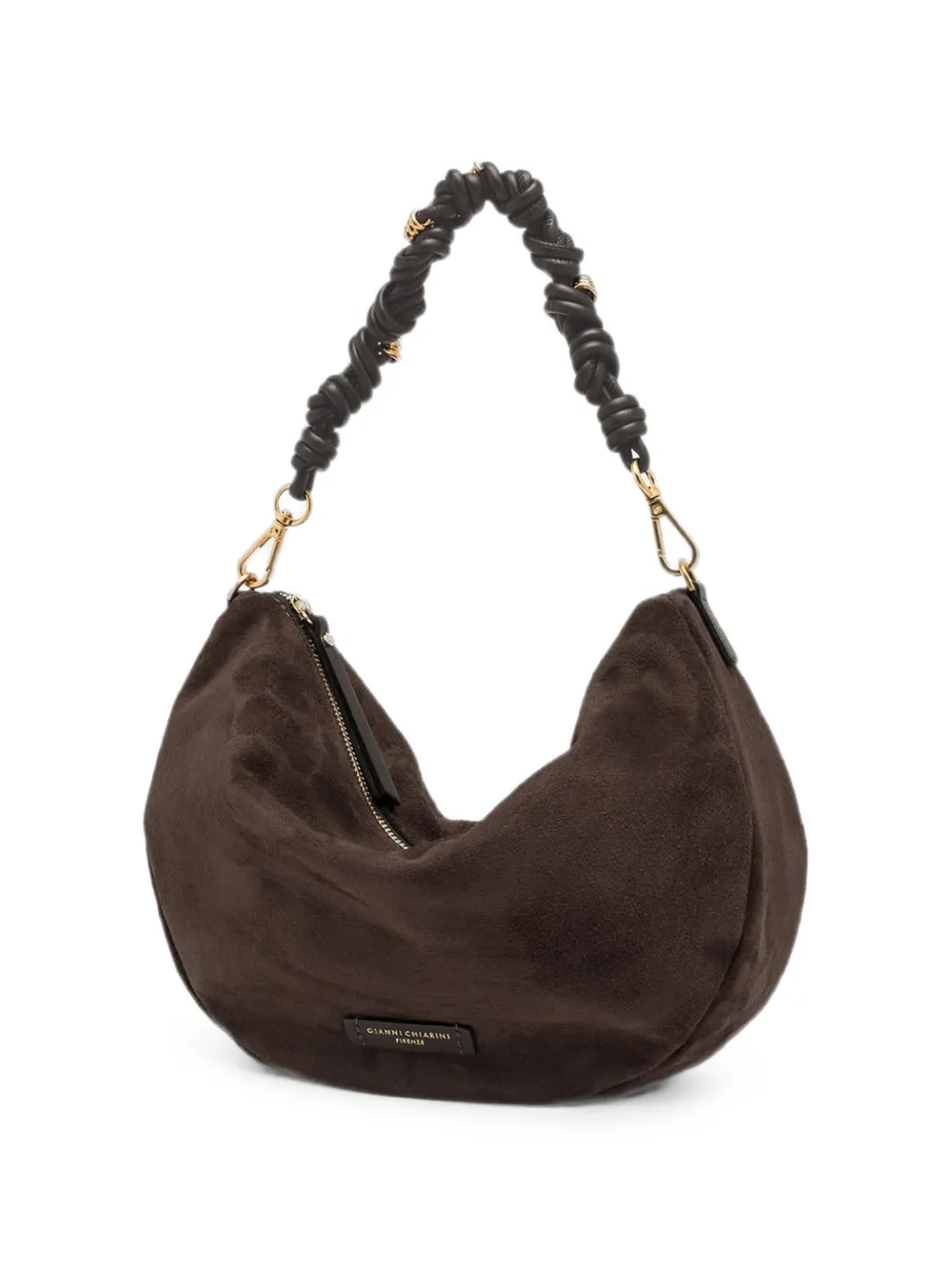 GIANNI CHIARINI Medium Cleo suède shopper met geknoopt bandje Bruin