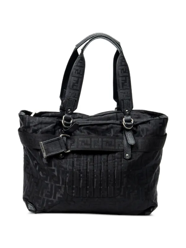 Fendi Pre-owned Zucca Belt Tote Bag in Black