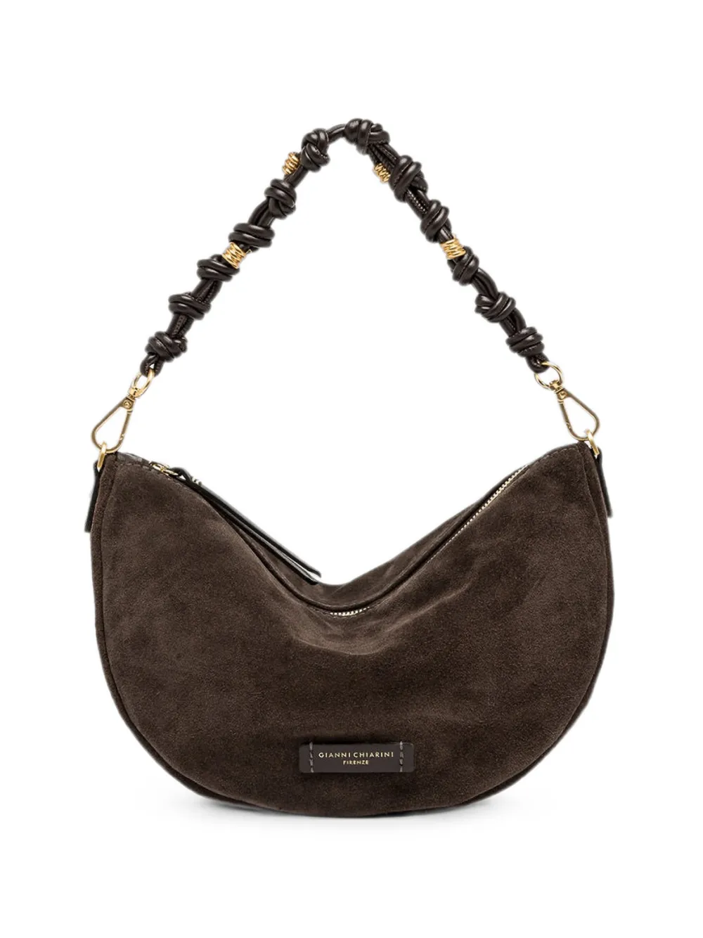 GIANNI CHIARINI knotted-handle suede shoulder bag - Braun