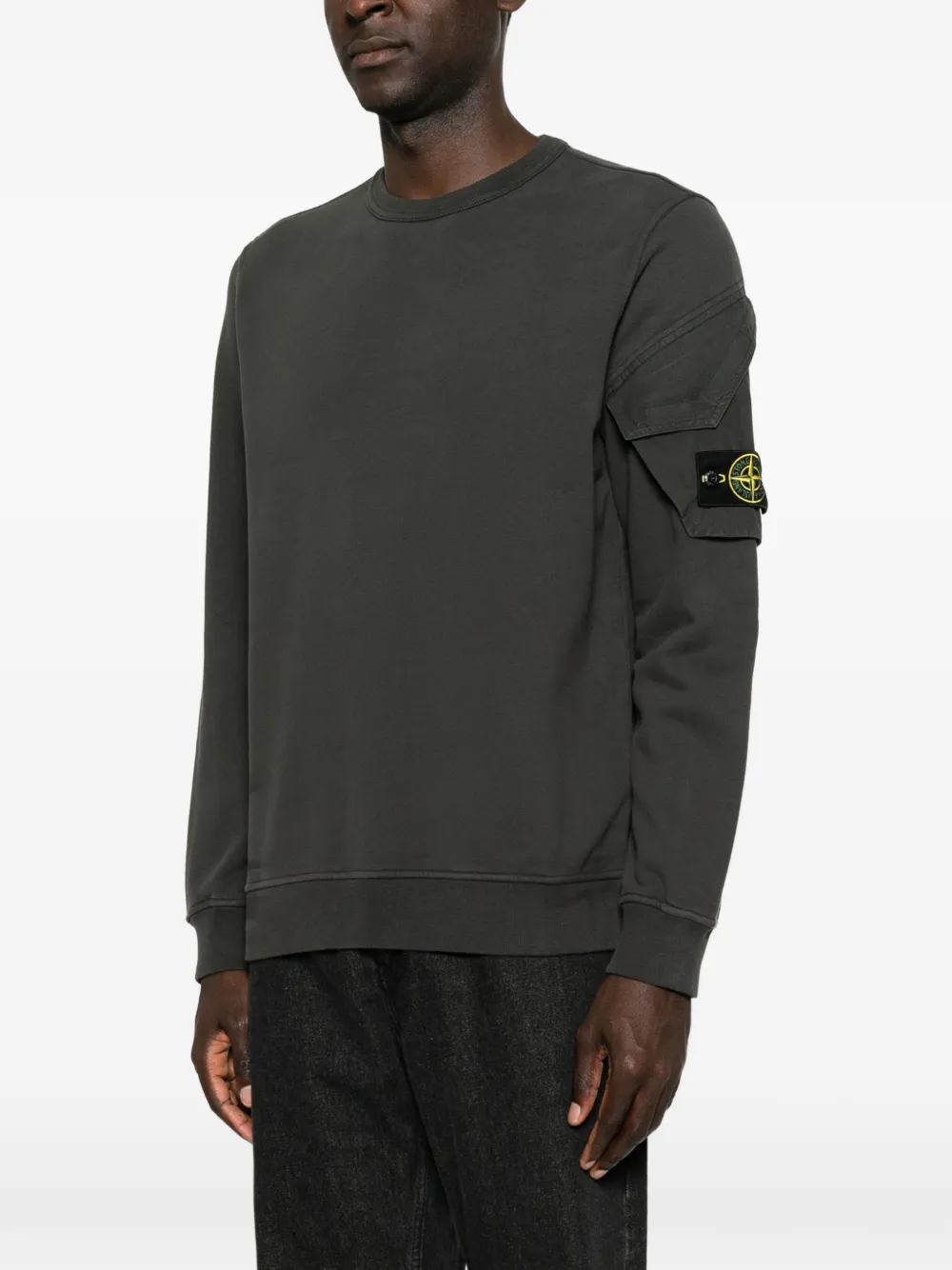 Stone Island Sweater met geribbelde afwerking en zak op de mouw Grijs