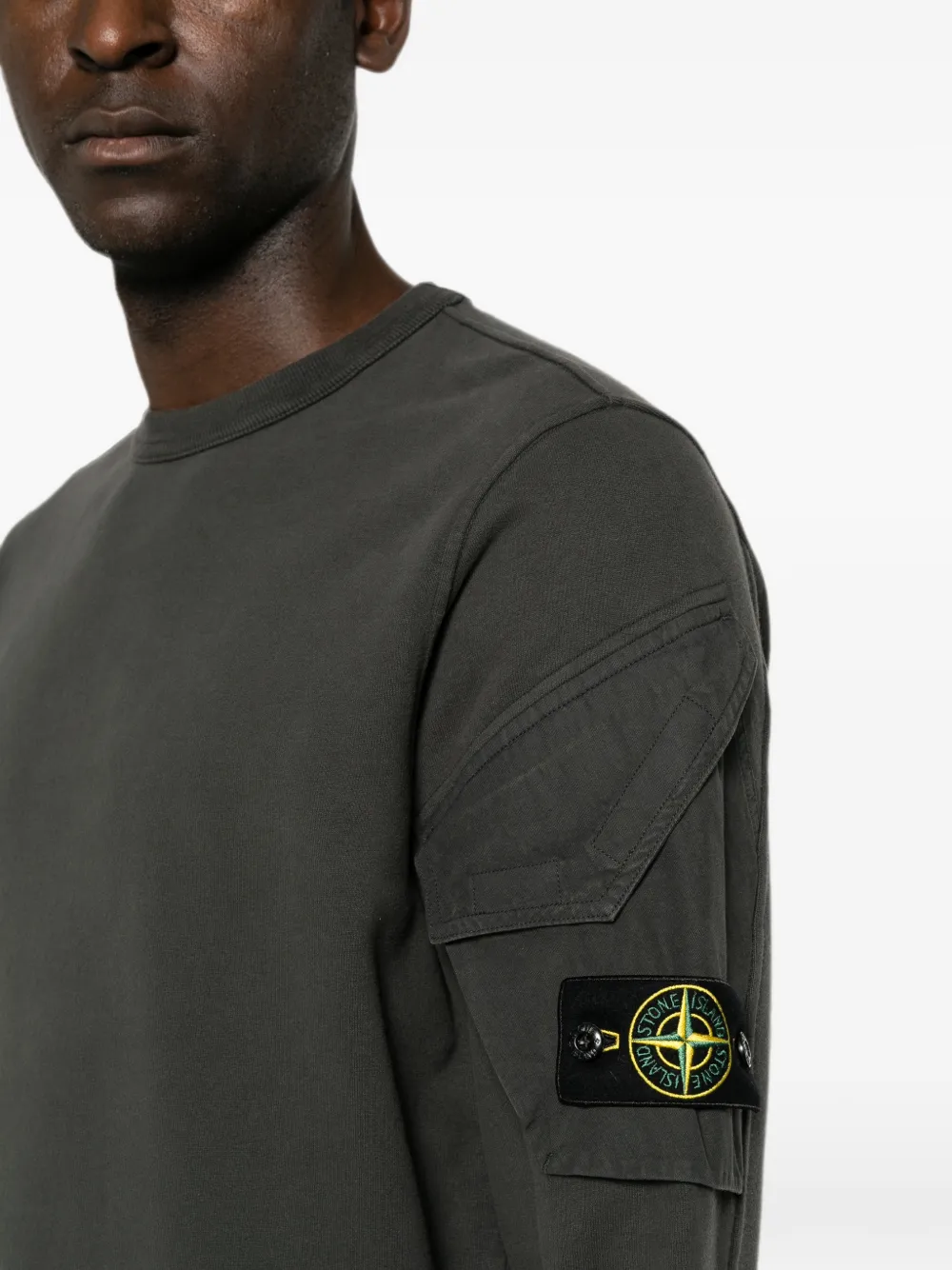 Stone Island Sweater met geribbelde afwerking en zak op de mouw Grijs