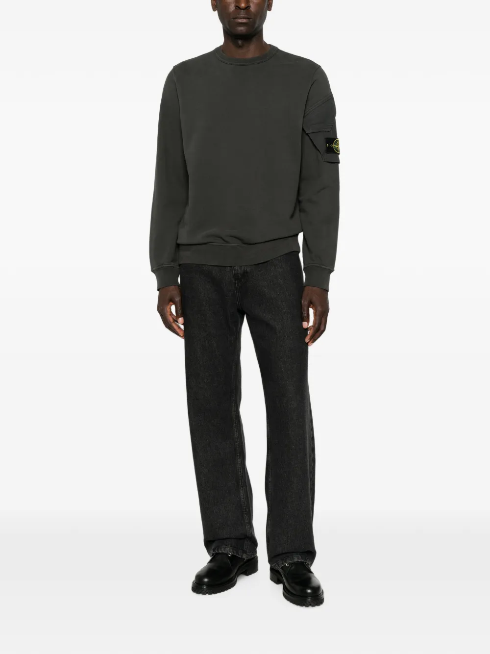 Stone Island Sweater met geribbelde afwerking en zak op de mouw Grijs