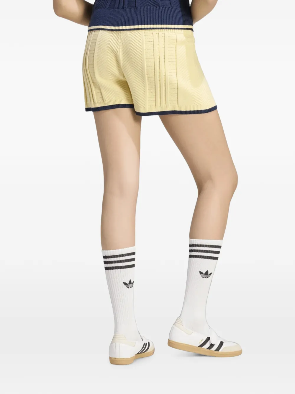 adidas chevron-knit drawstring shorts Beige