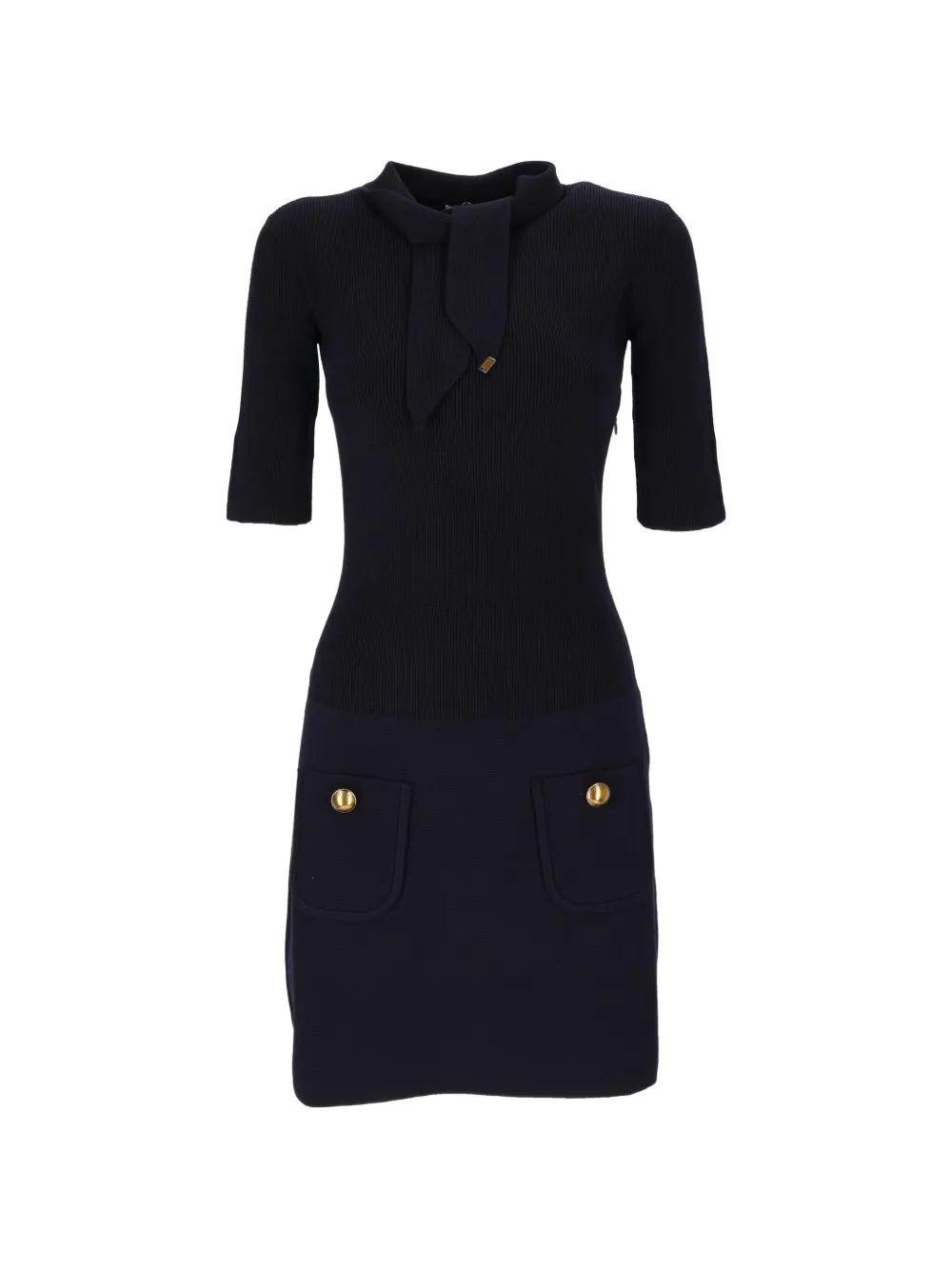Elisabetta Franchi bow-detail buttoned mini dress - Blau