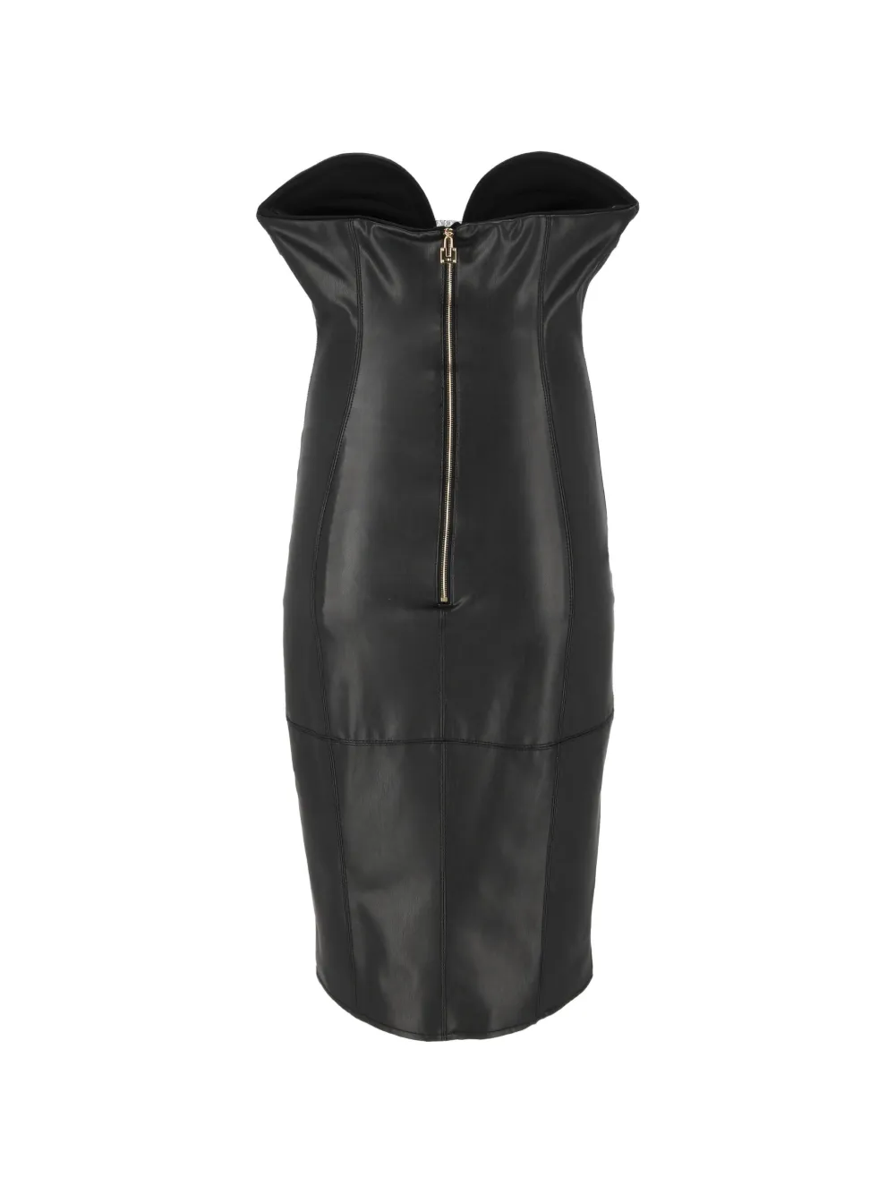 Elisabetta Franchi Strapless jurk van imitatieleer Zwart
