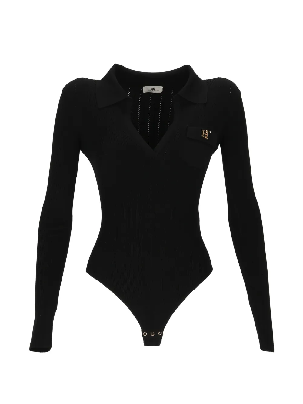 Elisabetta Franchi ribbed-knit logo-plaque bodysuit - Nero