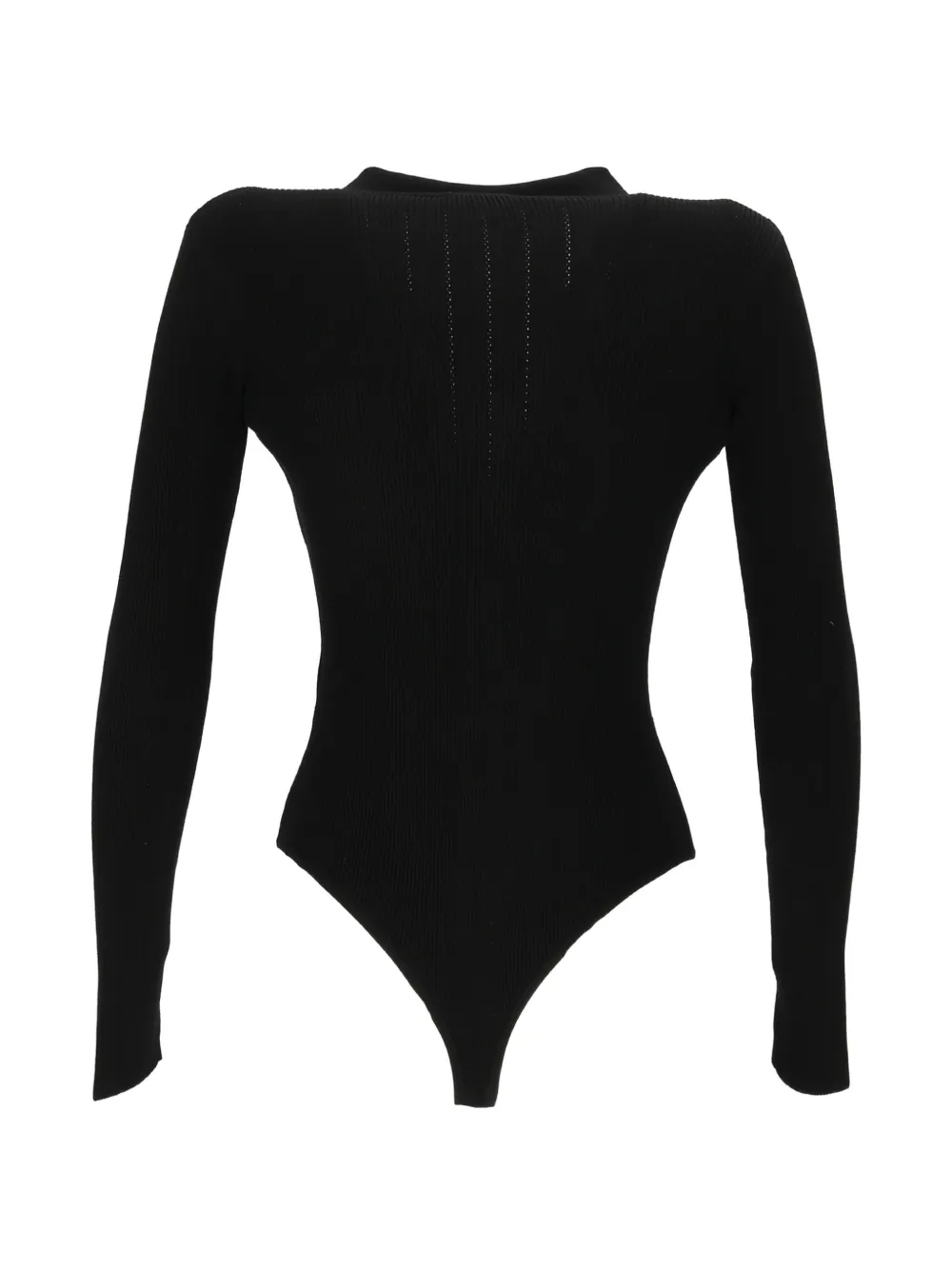 Elisabetta Franchi Ribgebreide body met logo-plakkaat Zwart