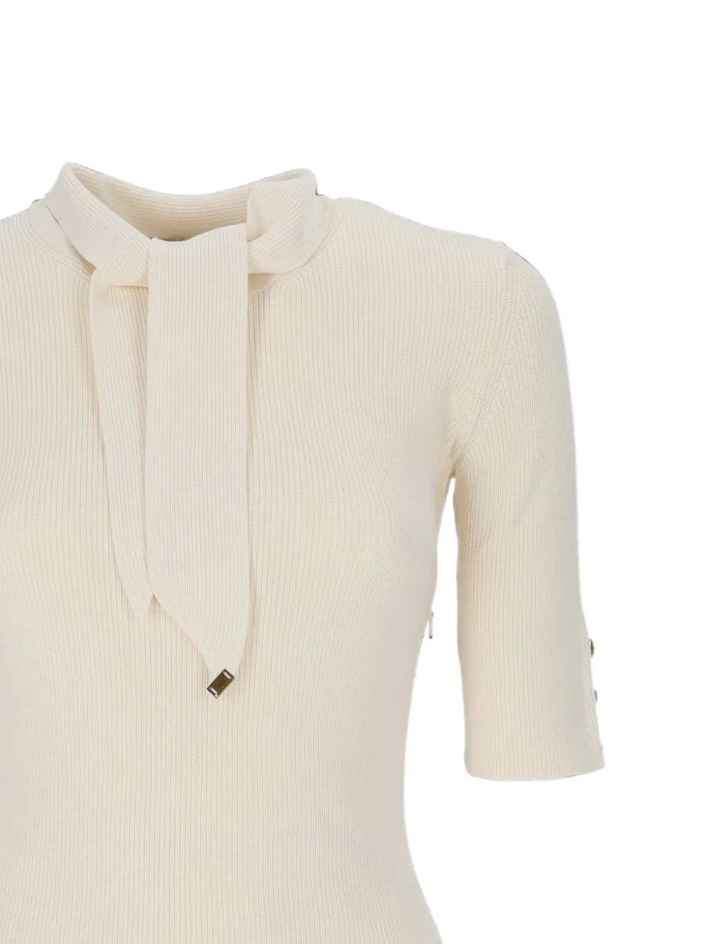 Elisabetta Franchi Ribgebreide mini-jurk met strik-detail Beige