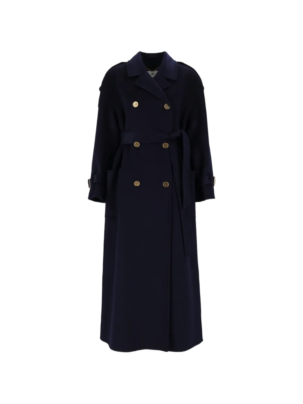 Elisabetta Franchi double-breasted belted coat Blauw