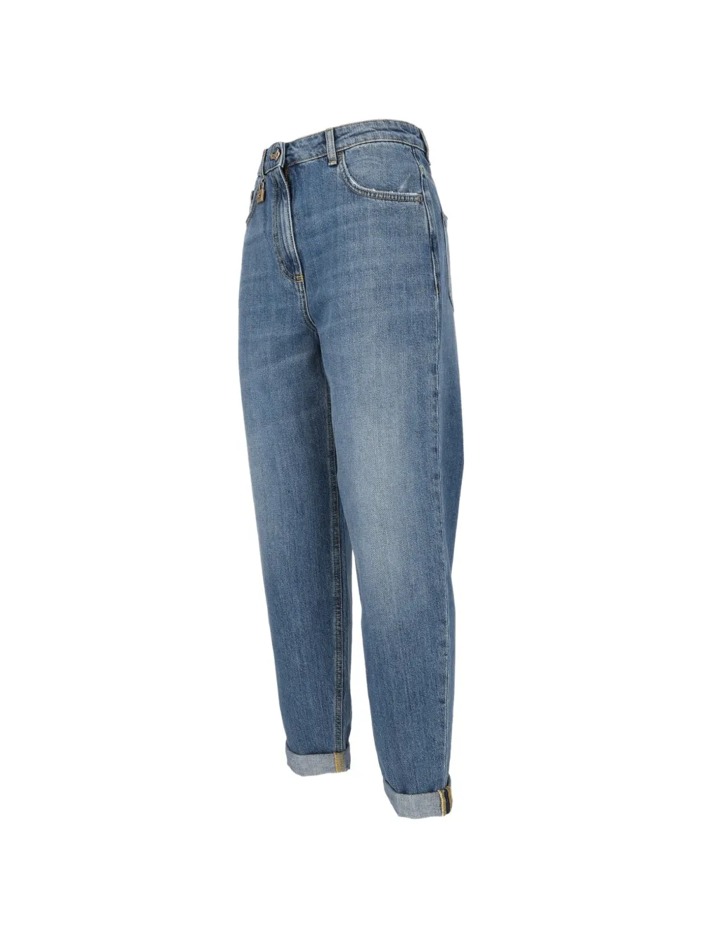 Elisabetta Franchi Jeans met logoplakkaat en omslag Blauw