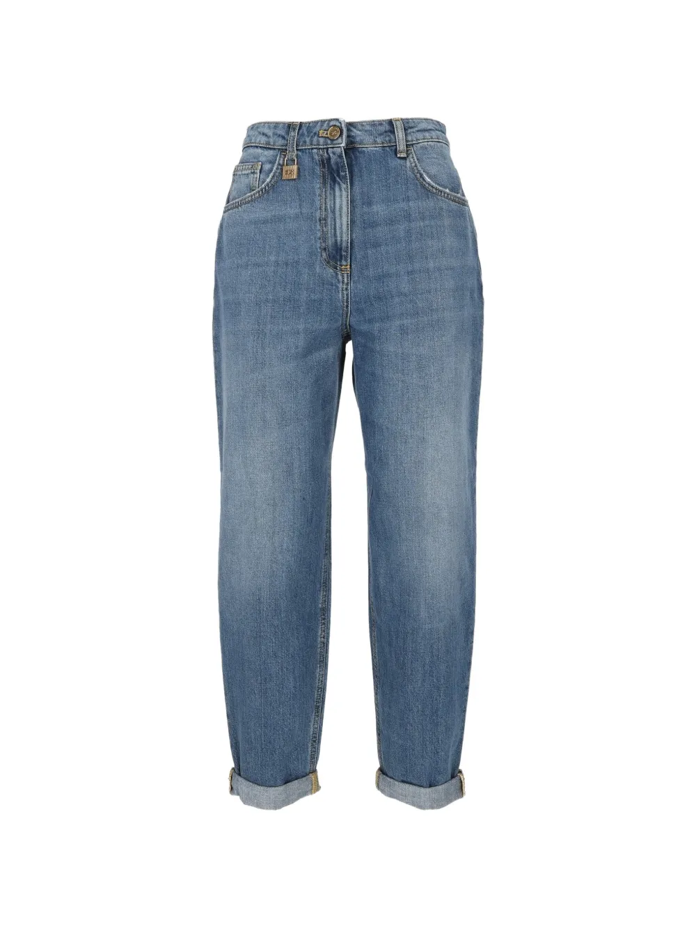Elisabetta Franchi logo-plaque turn-up jeans - Blau