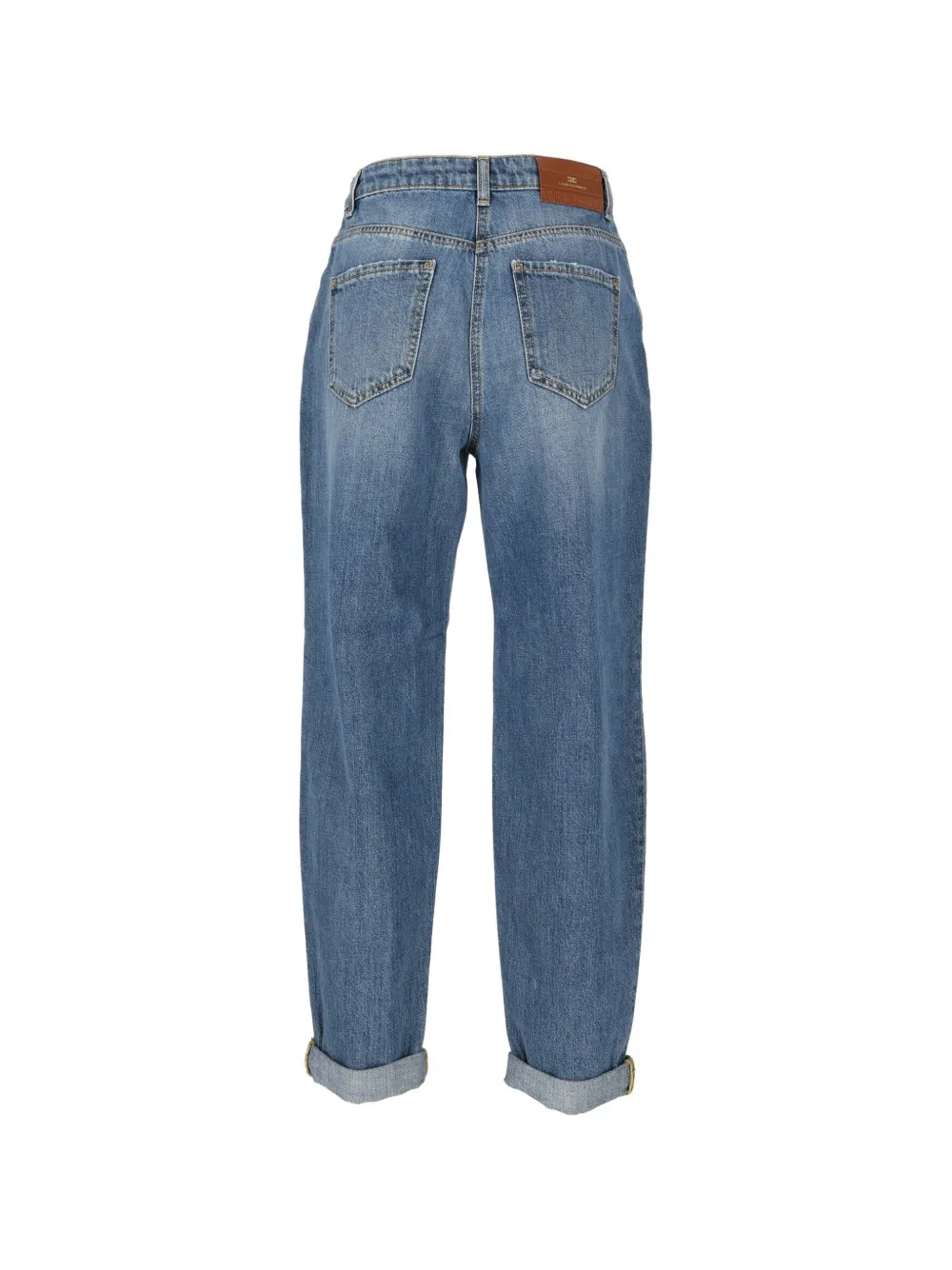 Elisabetta Franchi Jeans met logoplakkaat en omslag Blauw
