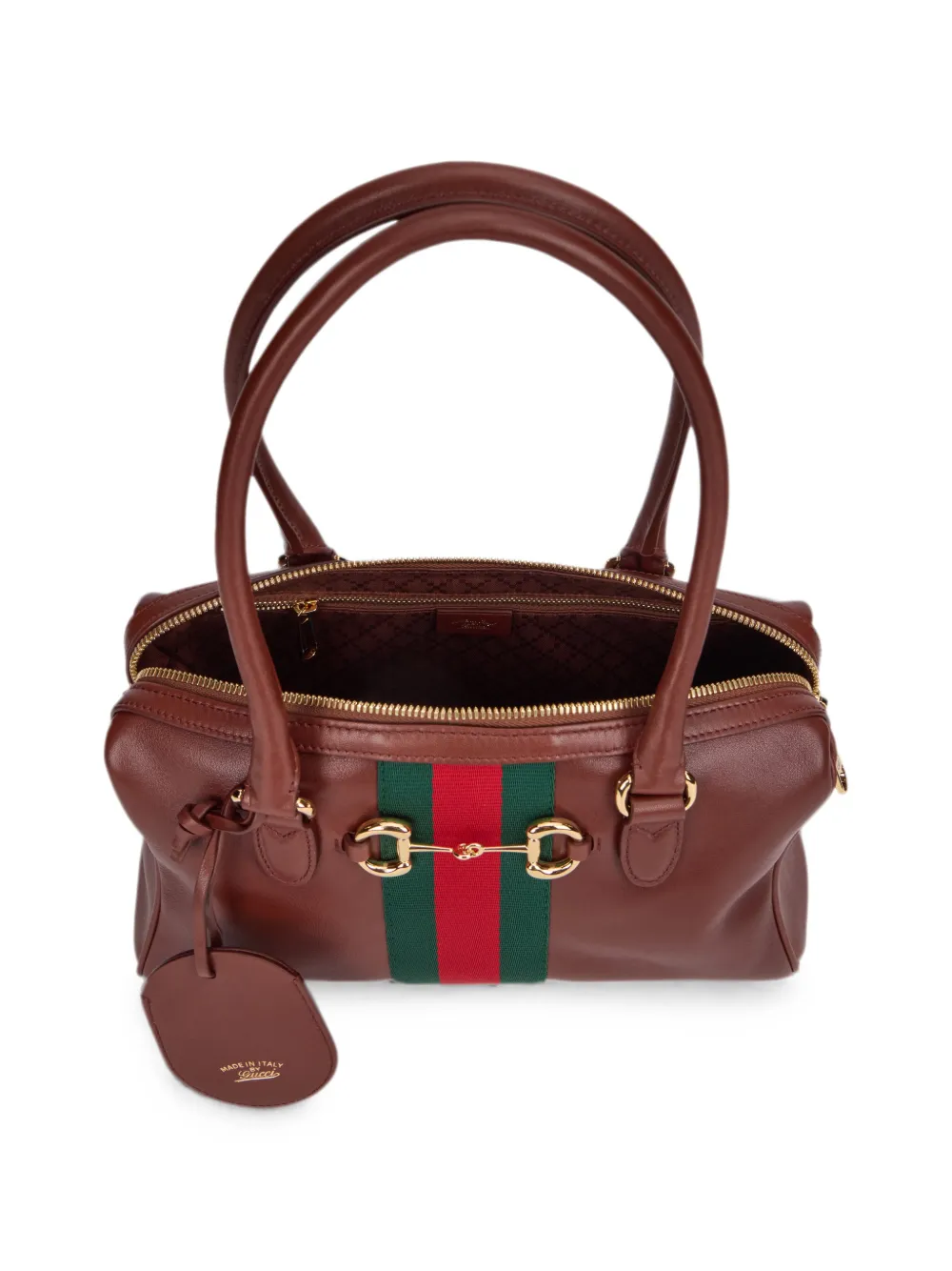Gucci Medium Borsetto schoudertas met Horsebit-detail en Web-streep Bruin