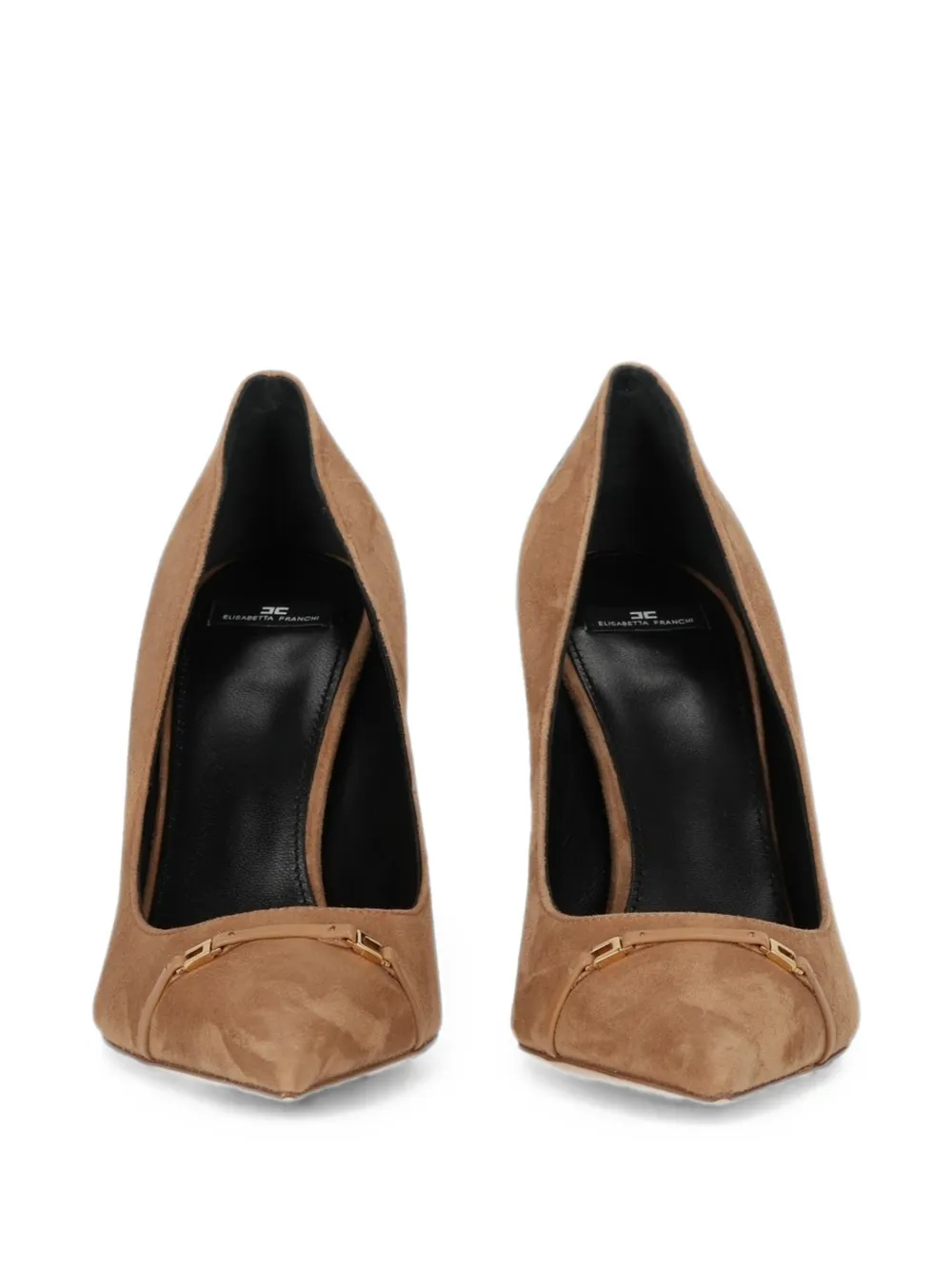 Elisabetta Franchi pointed-toe plaque-detail pumps Beige