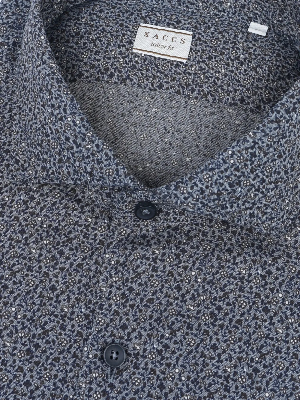 Xacus Getailleerd overhemd met bloemen-print Blauw