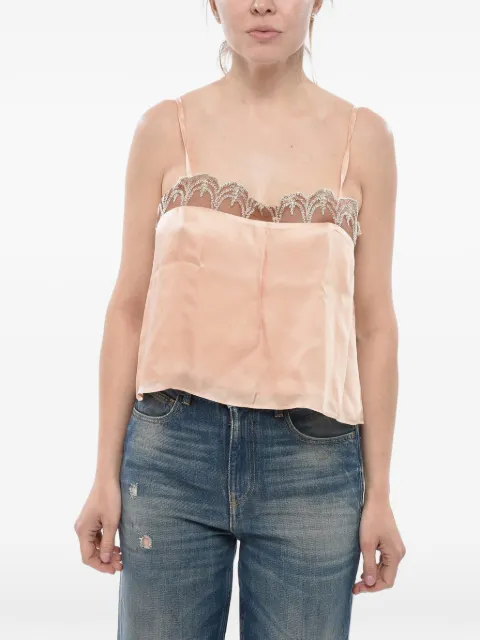 BODE lace-trim satin top