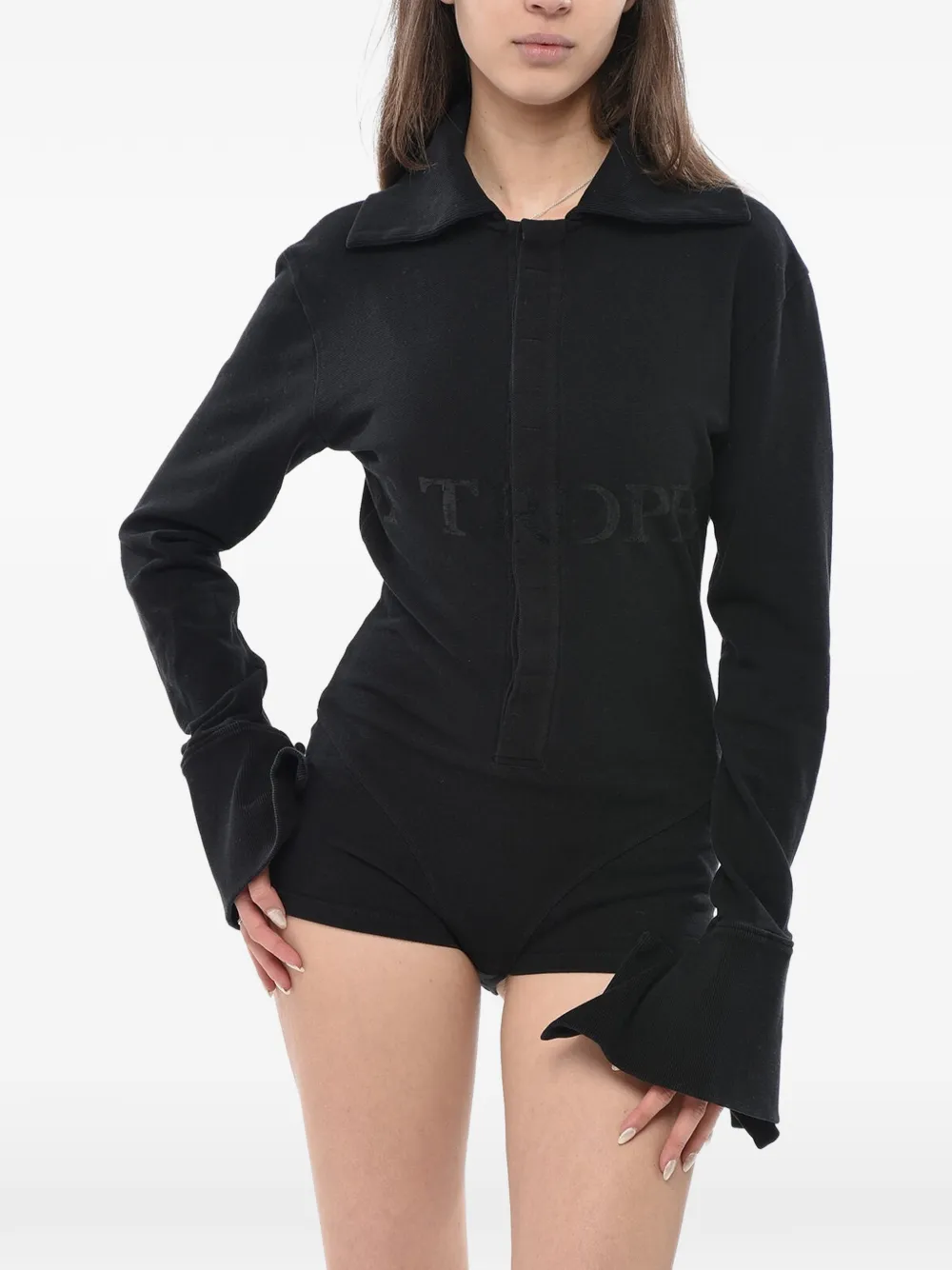 Duran Lantink logo-print polo-collar bodysuit - Schwarz