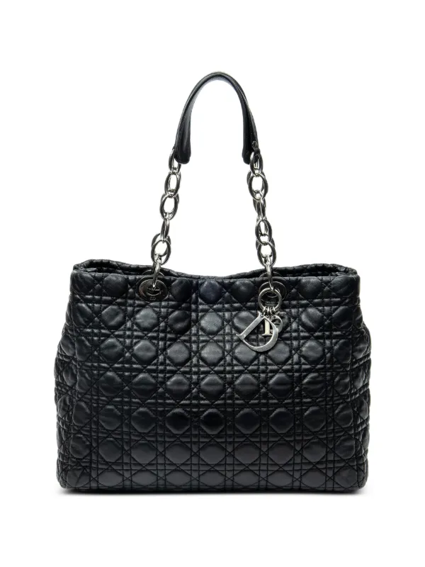 Dior Pre-owned Medium Quilted Tote Bag in Black