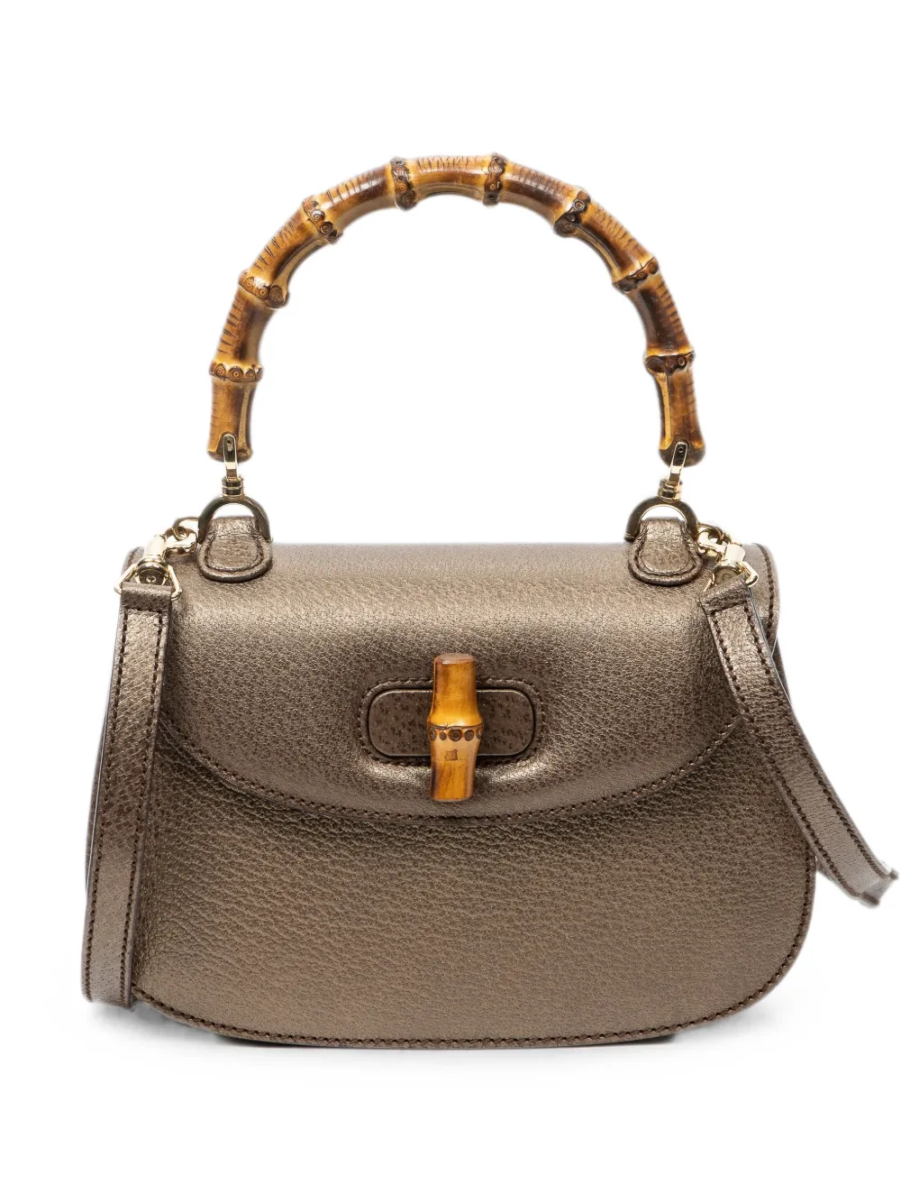 Pre-owned Gucci Bamboo Top Handle Tote Bag In Brown