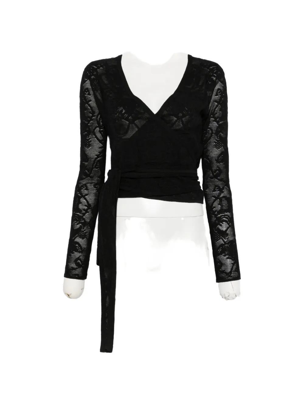 ETRO wrap-style jacquard-knit cardigan - Black