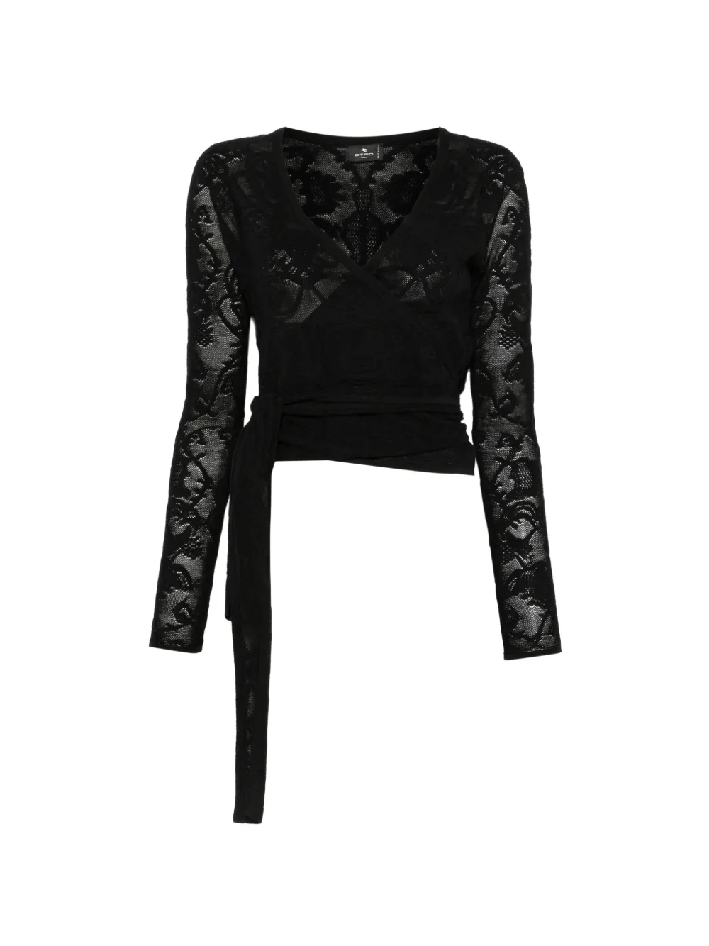 ETRO wrap-style jacquard-knit cardigan - Nero