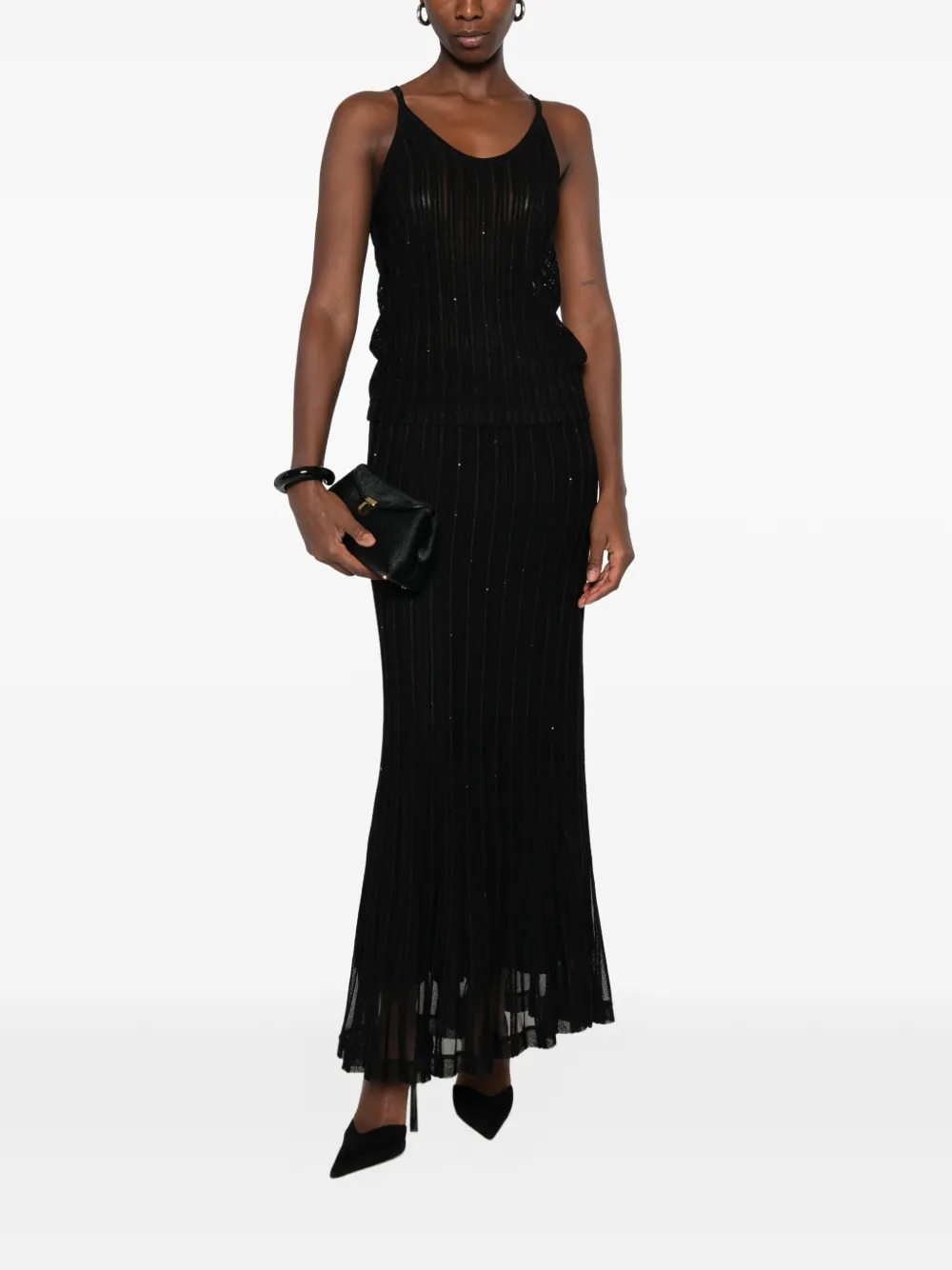 TOM FORD sequin-embellished ribbed-knit top Zwart