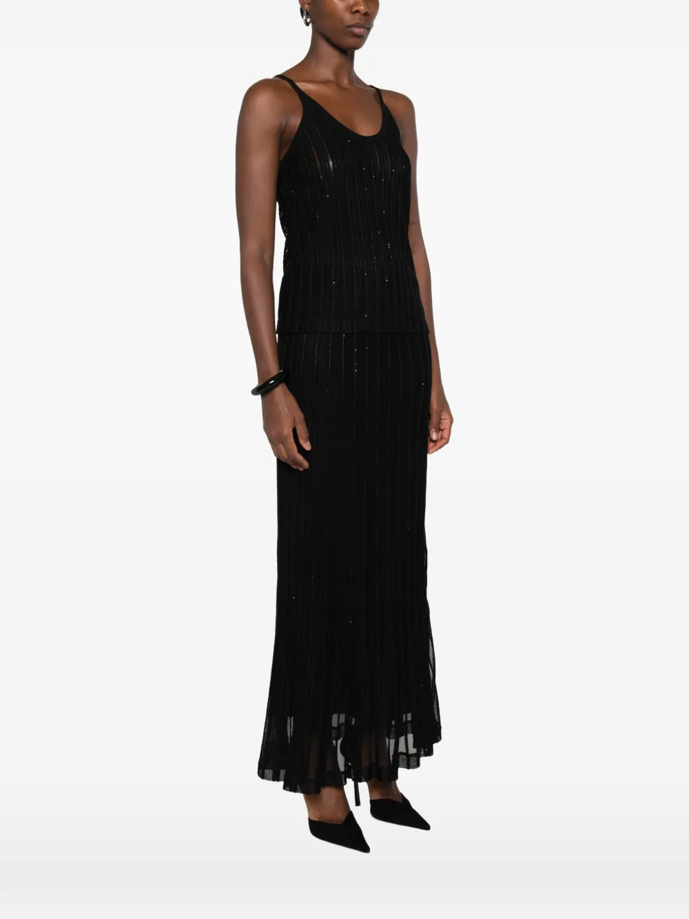 TOM FORD sequin-embellished ribbed-knit top Zwart