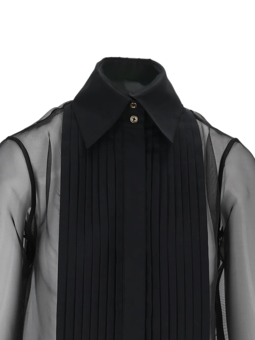 Elisabetta Franchi Doorzichtige blouse met geplooide bies Zwart