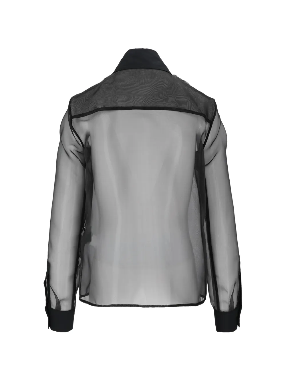 Elisabetta Franchi Doorzichtige blouse met geplooide bies Zwart