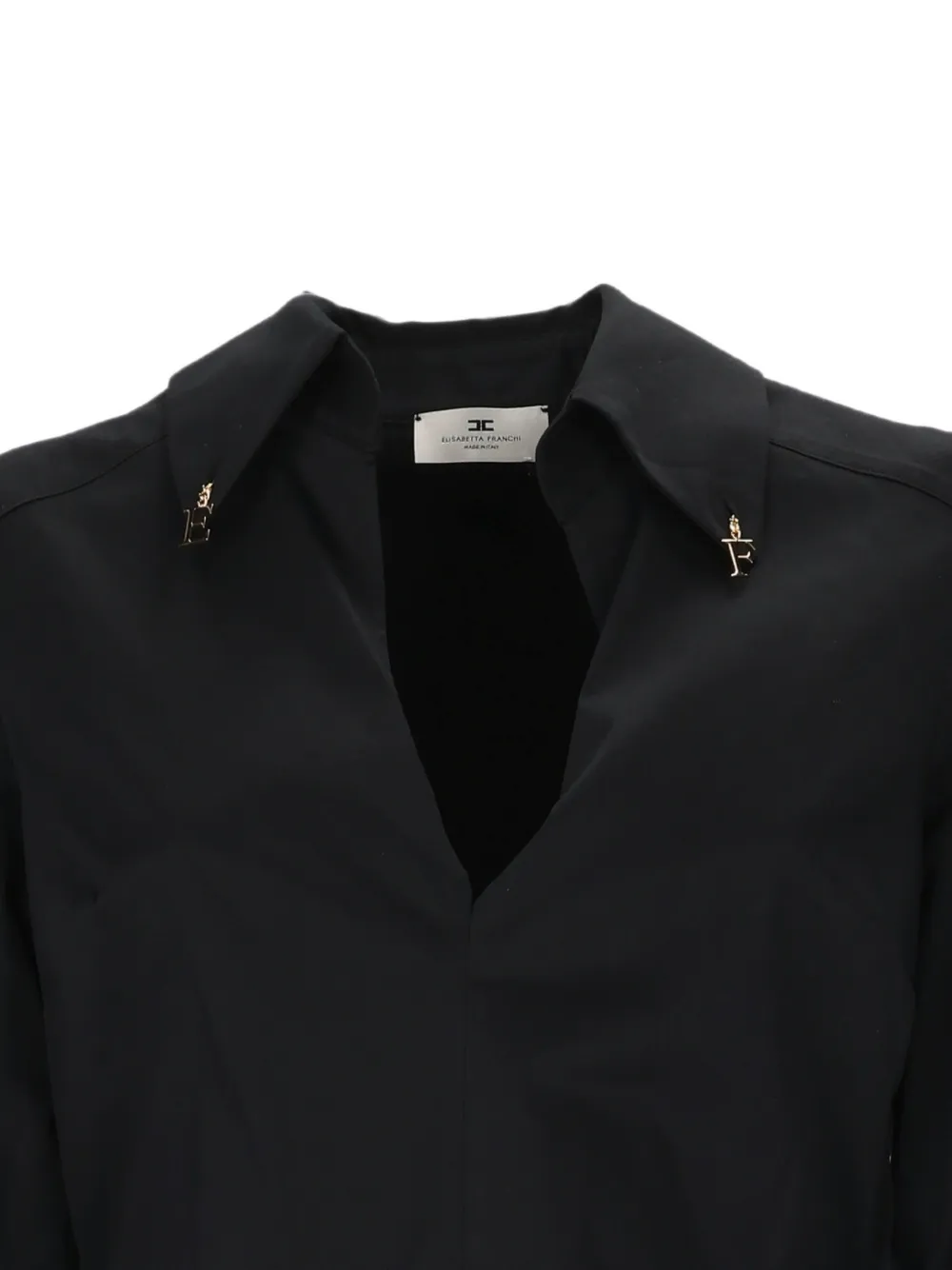 Elisabetta Franchi Blouse met V-hals en logobedel Zwart