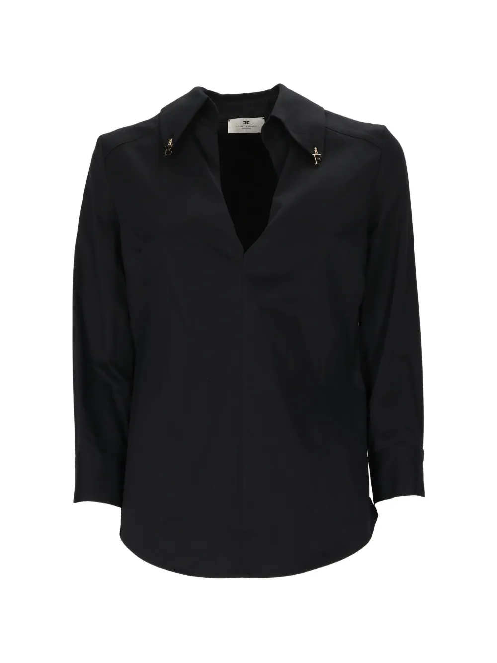 Elisabetta Franchi logo-charm V-neck blouse - Nero