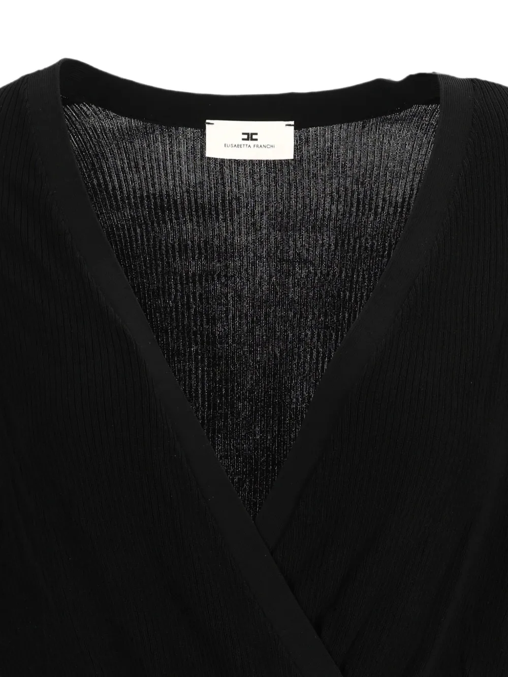 Elisabetta Franchi Geribbelde body in wikkelstijl Zwart